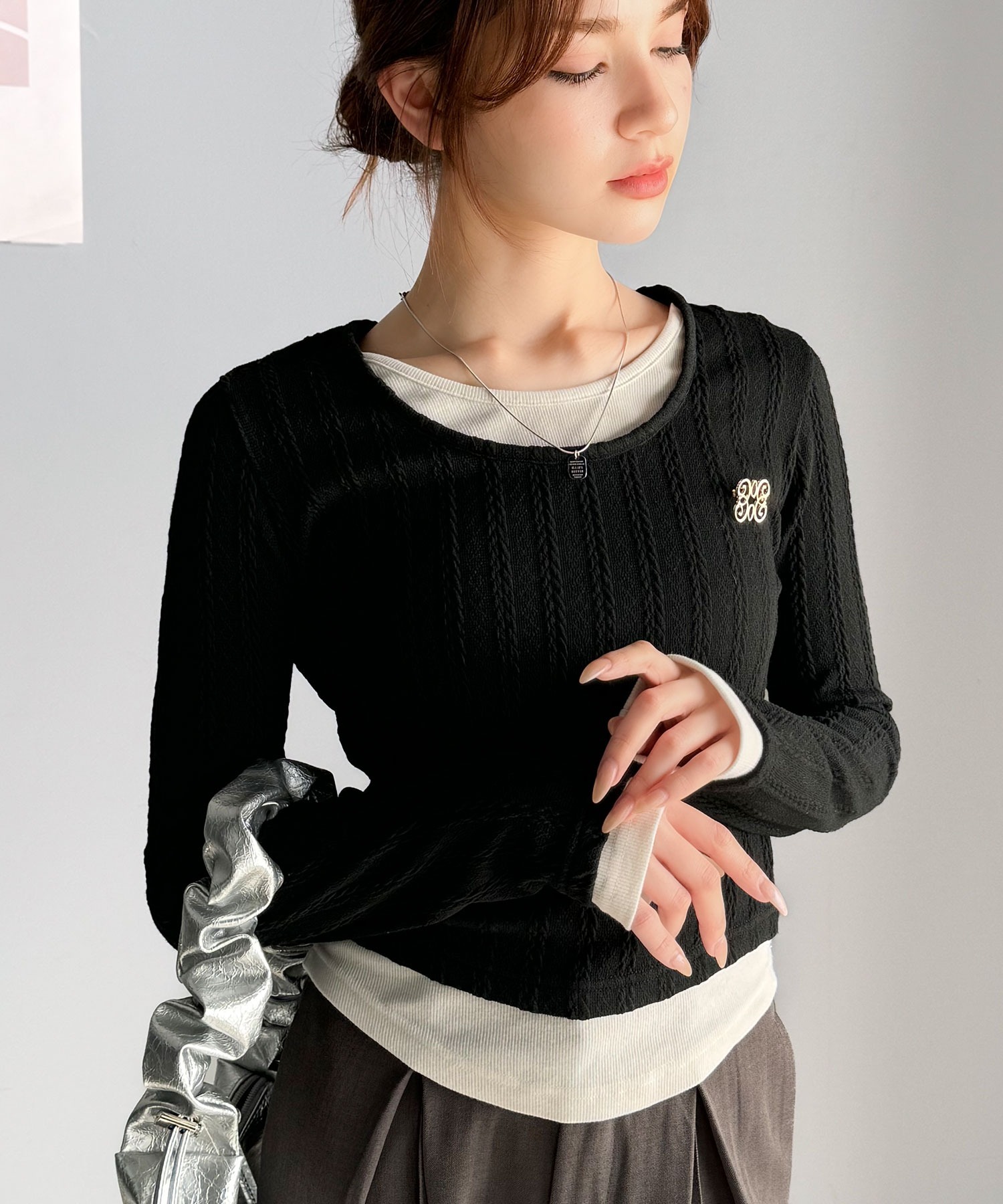 日本🇯🇵連線 Mily Bilet 假兩件羅紋針織衫 撞色 拼接 3色(任買兩件711免運)/預購