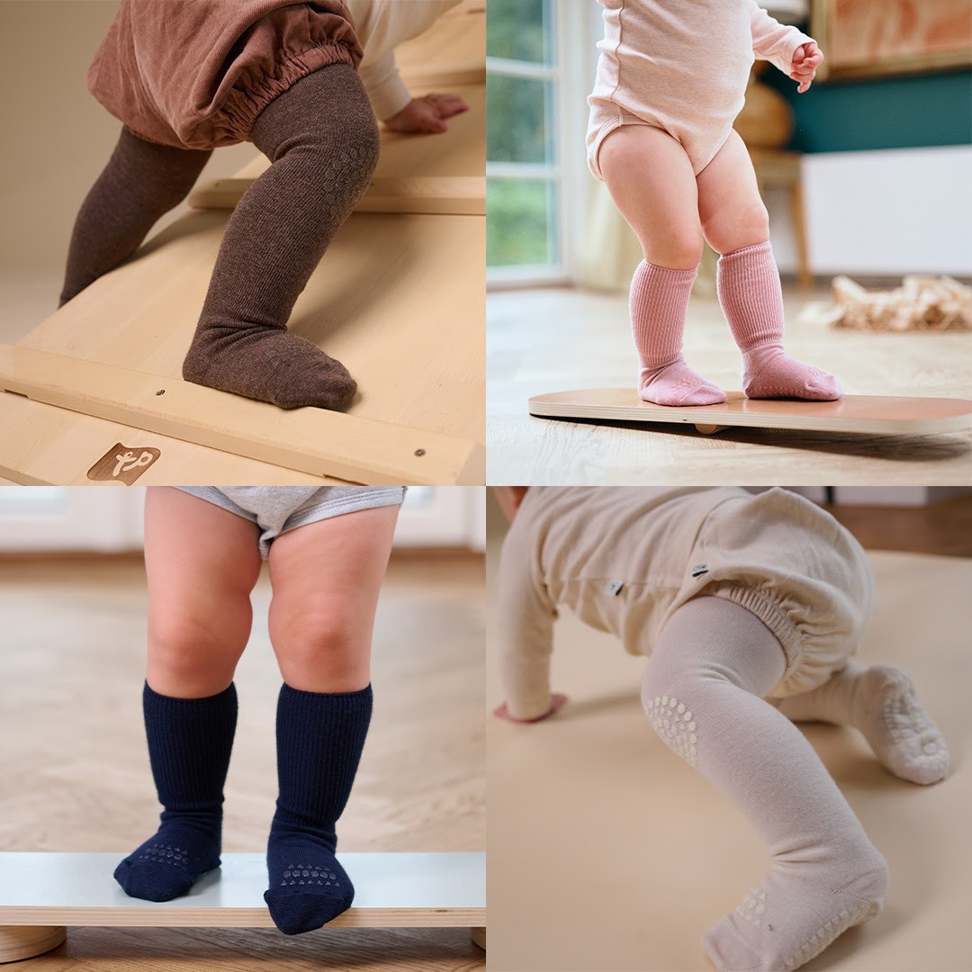 丹麥GoBabyGo 美麗諾羊毛防滑襪 - Stone Blue
