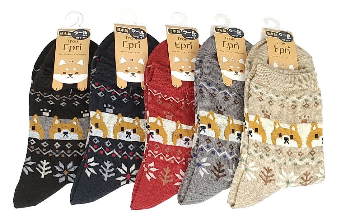 日式柴犬圖案襪 (日本製)