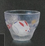 日本お正月にも十二生肖玻璃杯(兔) (日本製)