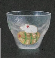 日本お正月にも十二生肖玻璃杯(鼠) (日本製)