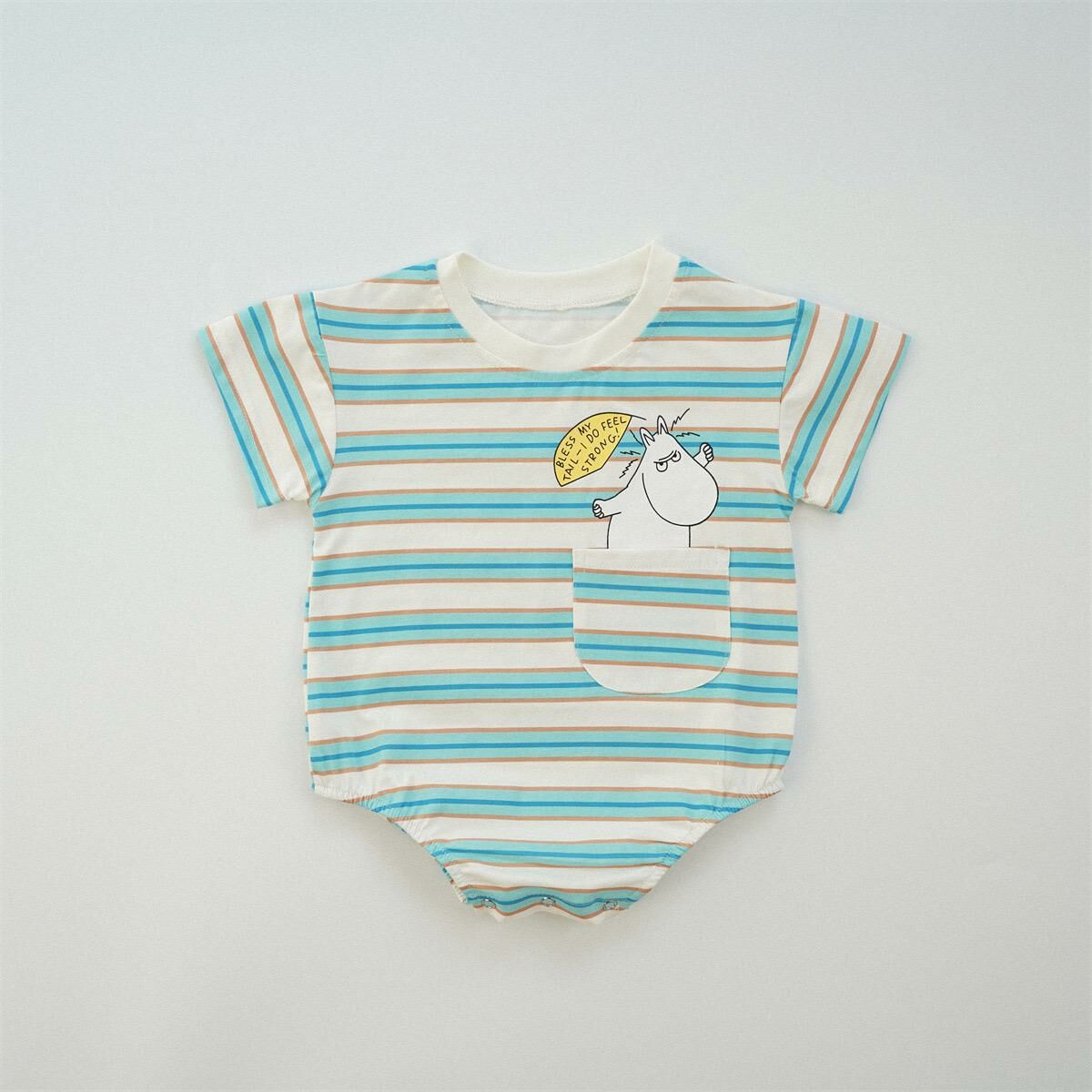 韓版 姆明夏季間條口袋包屁 現貨