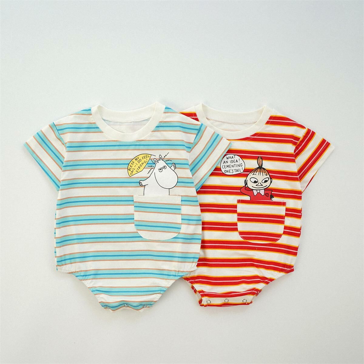 韓版 姆明夏季間條口袋包屁 現貨