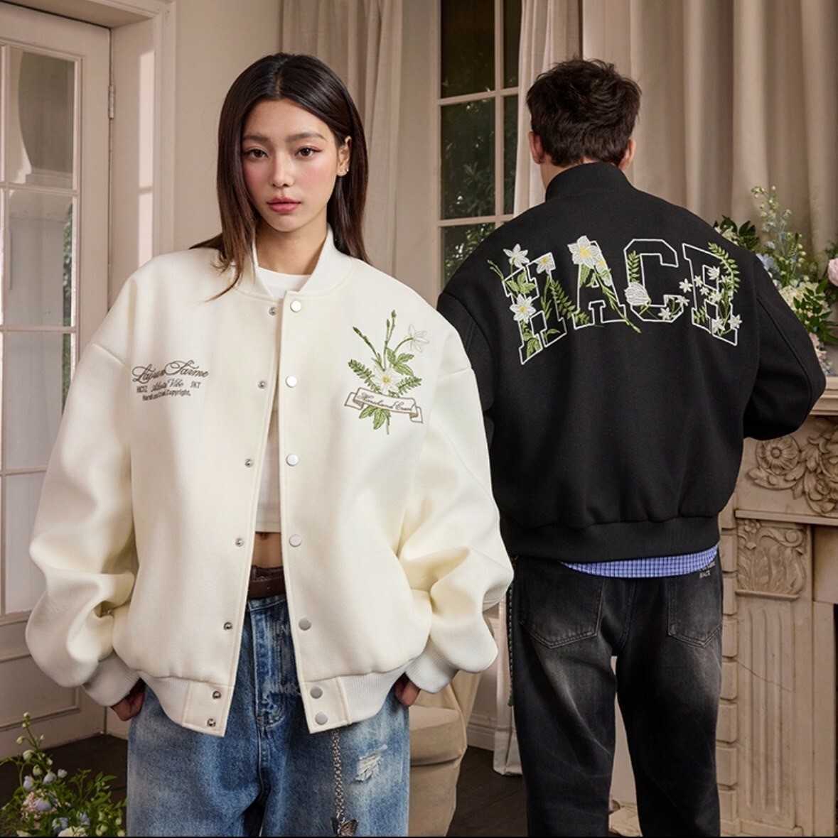 harsh and cruel 2025SS 美式 復古 刺繡 字體 花卉 棒球服外套