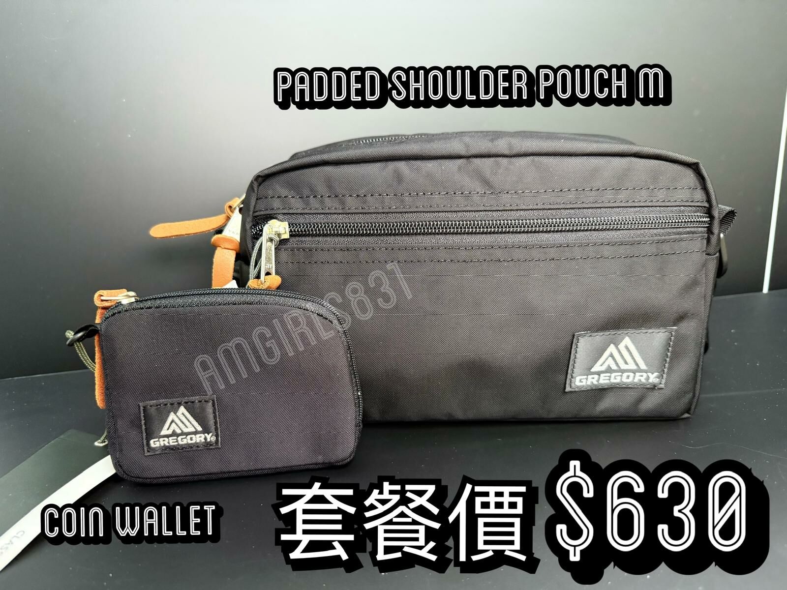 GREGORY PADDED SHOULDER POUCH M black  + GREGORY COIN WALLET black