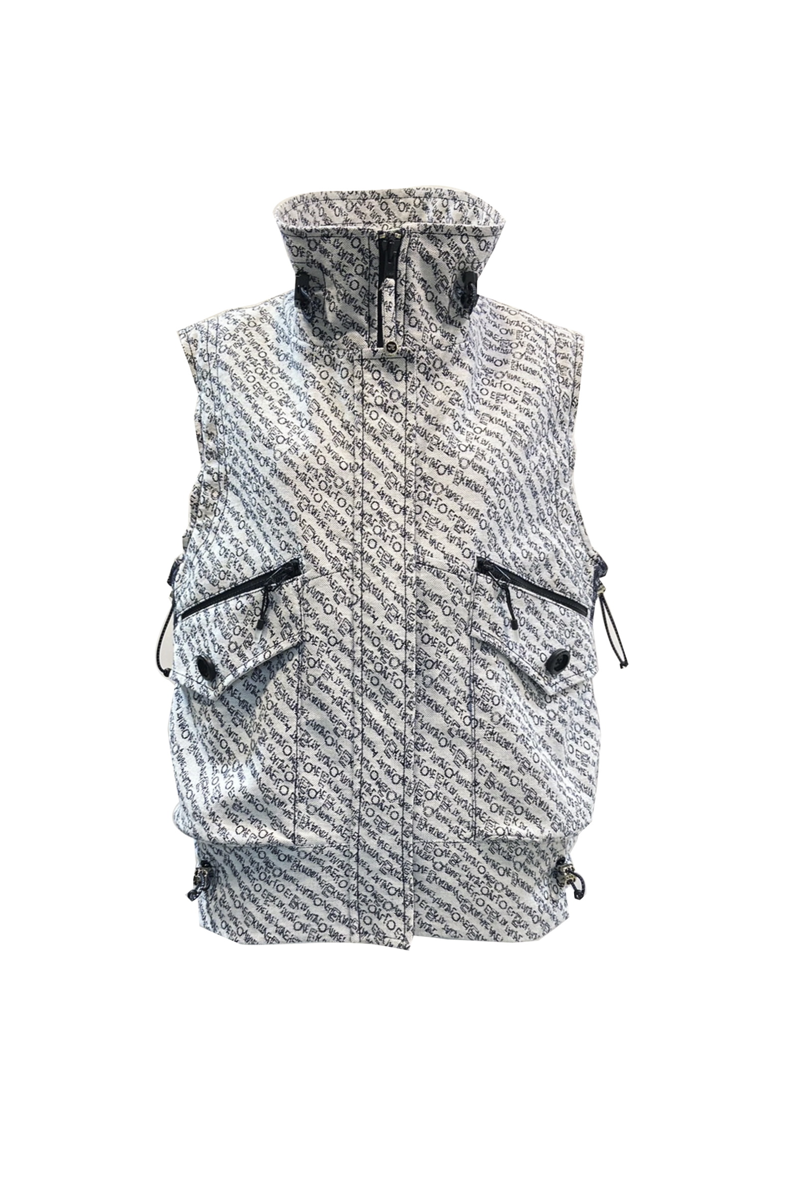 BD15002Y1 城市紋理 logo印花立領工裝馬甲