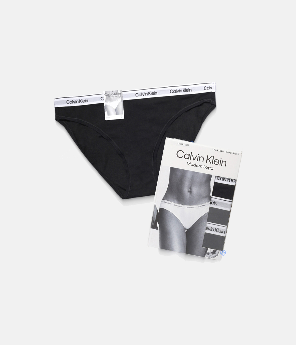 Calvin Klein Modern Logo Bikini Briefs 黑色細帶包臀內褲 (QD5207E-UB1) (3入組)