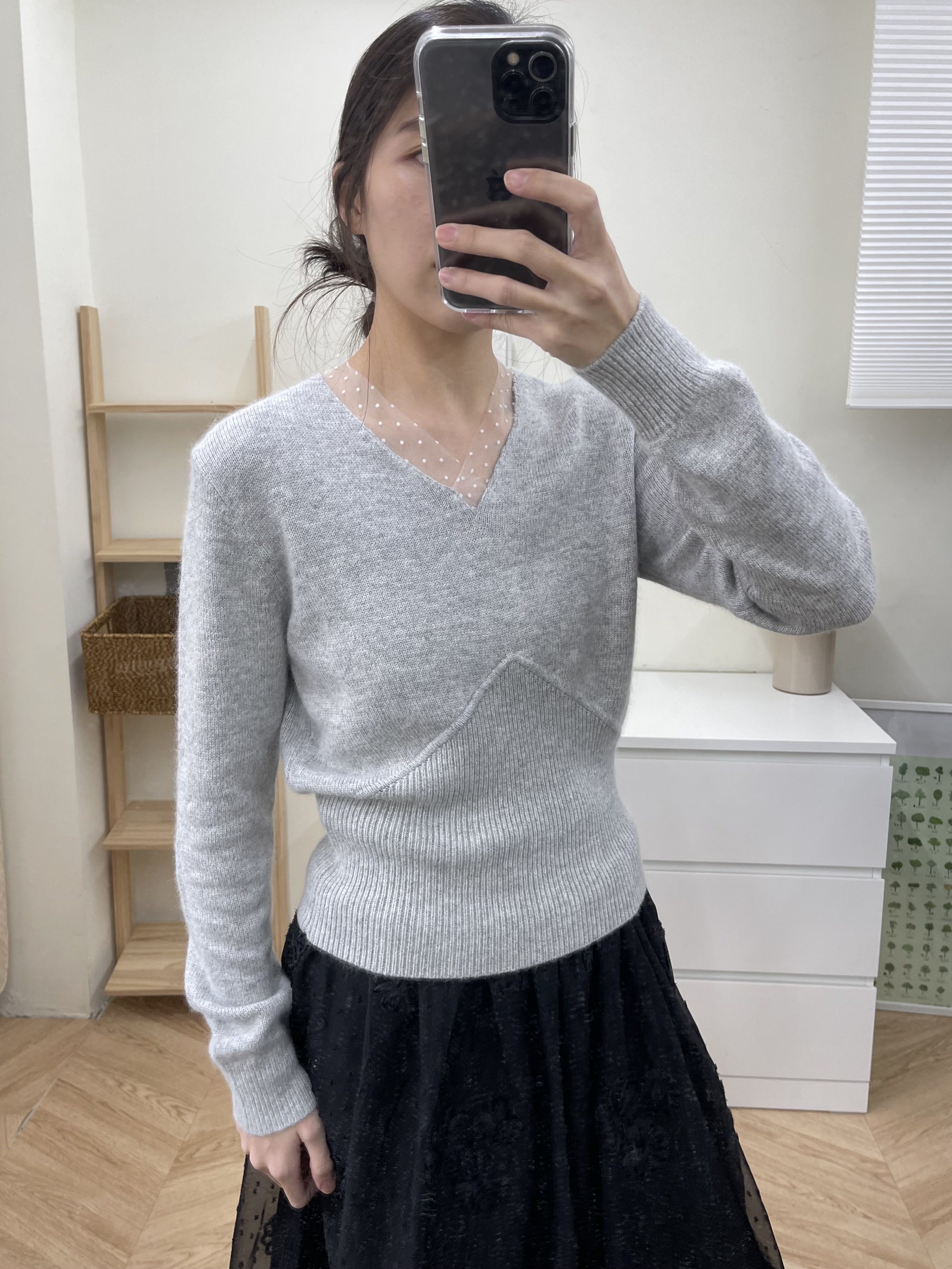 點點蕾絲羊毛毛衣