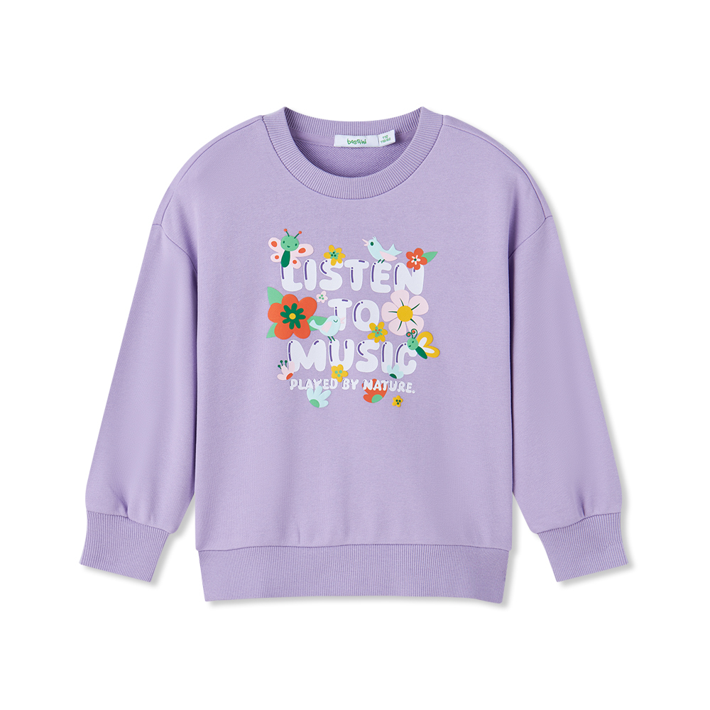 女童長袖印花上衣