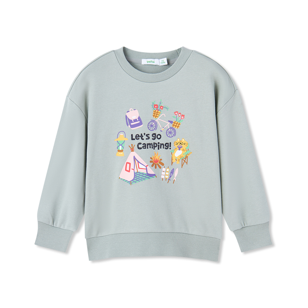 女童長袖印花上衣