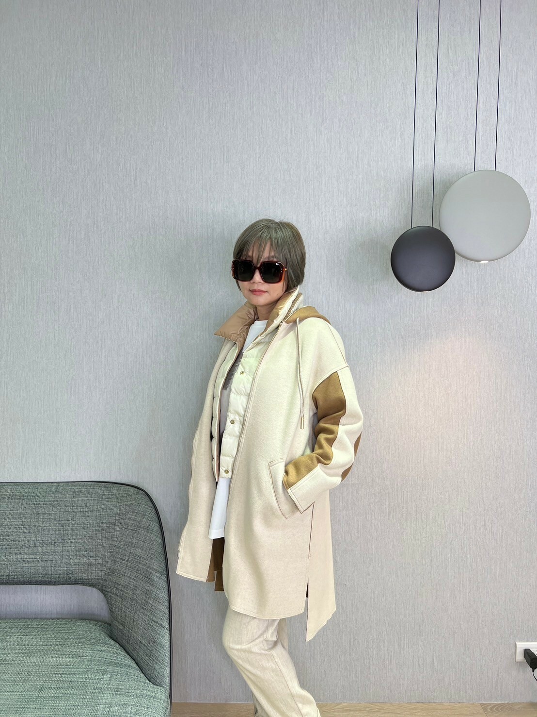 LORENA ANTONIAZZI 拚色連帽拉鍊外套