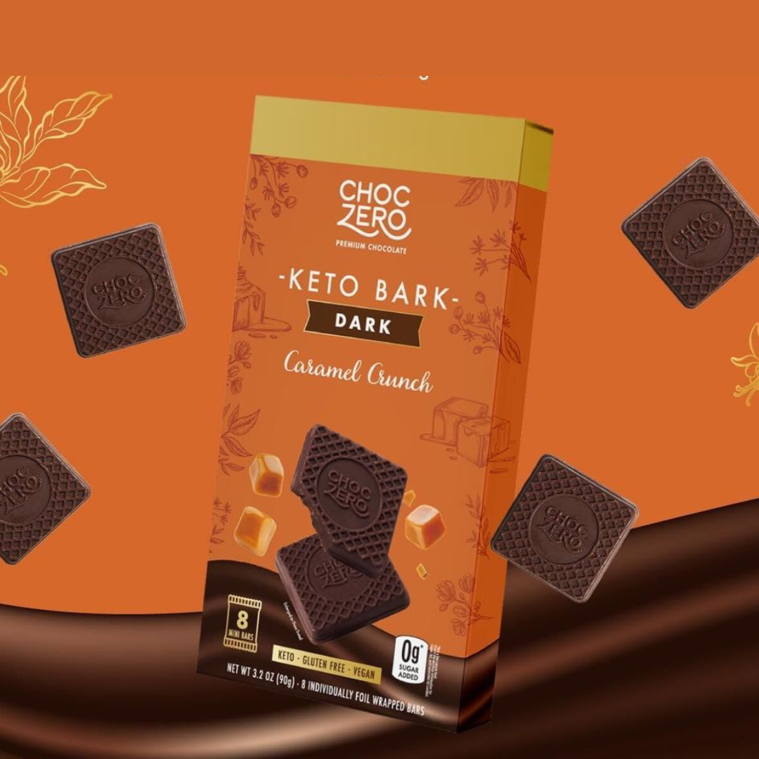 [盒裝] ChocZero 黑朱古力塊 - 焦糖  (有8小塊獨立包裝) 90g