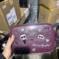 [S] KARL LAGERFELD LH4EU9BJ MAYBELLE LETTER CAMERA CROSSBODY BAG,BARILIO WINE, 196788428294 (SKL1186)