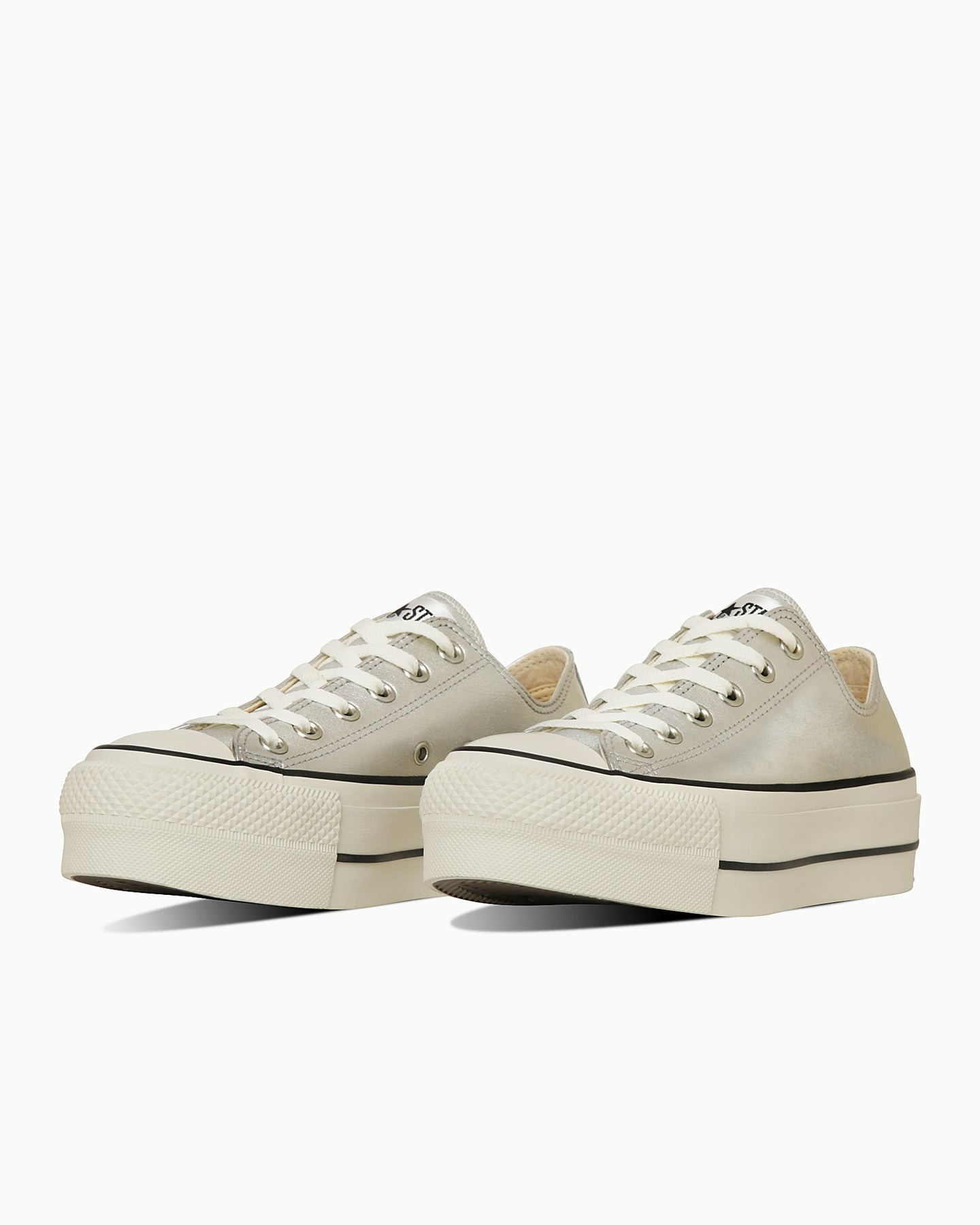 限時特價預購┃CONVERSE LEATHER ALL STAR Ⓡ LIFTED OX 銀色 皮革 厚底