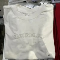[S] CALVIN KLEIN LADIES SLIM FIT SMALL LOGO T-SHIRT,WHITE, SP47601129-40WL958100 (SCK671)