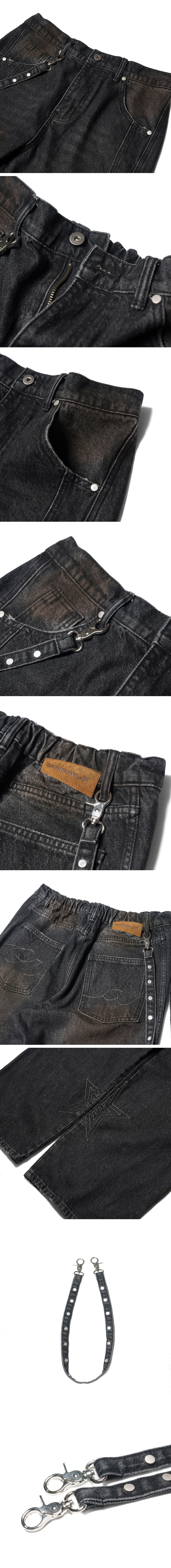 ORDINARY 不規則卯釘直筒牛仔褲