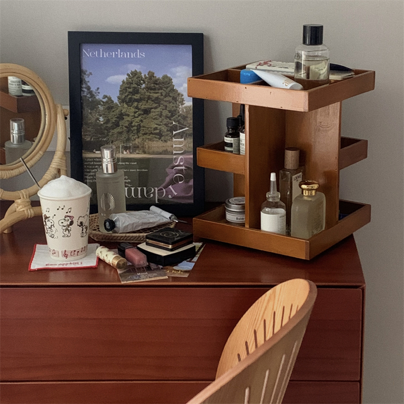 《5557》 復古木質可旋轉桌面置物架