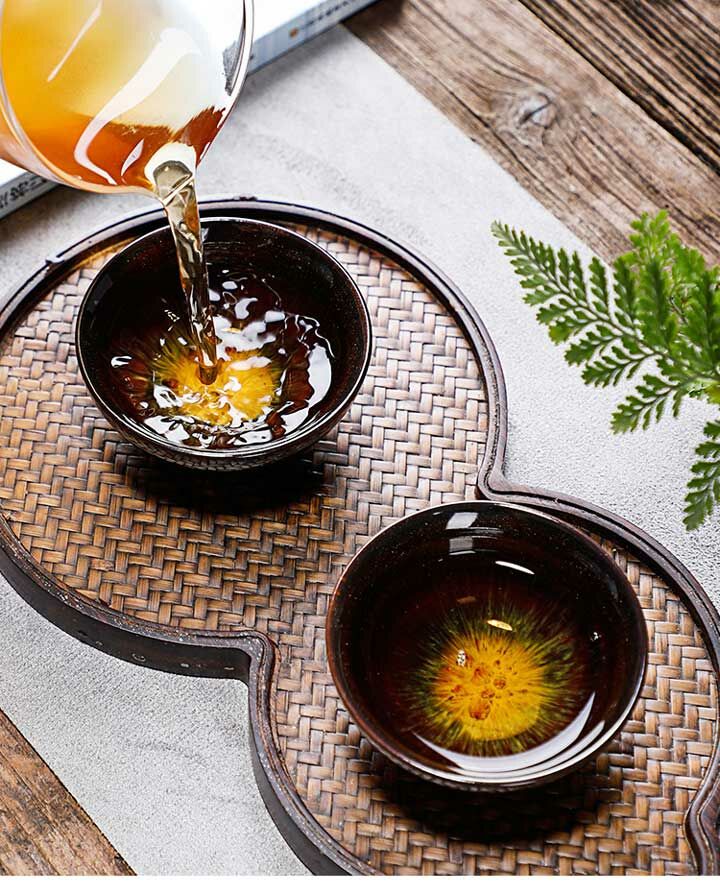 鹿港窯禮品館│窯變釉『砂金杯』6入裝｜閃耀灑金釉工藝，收藏送禮首選