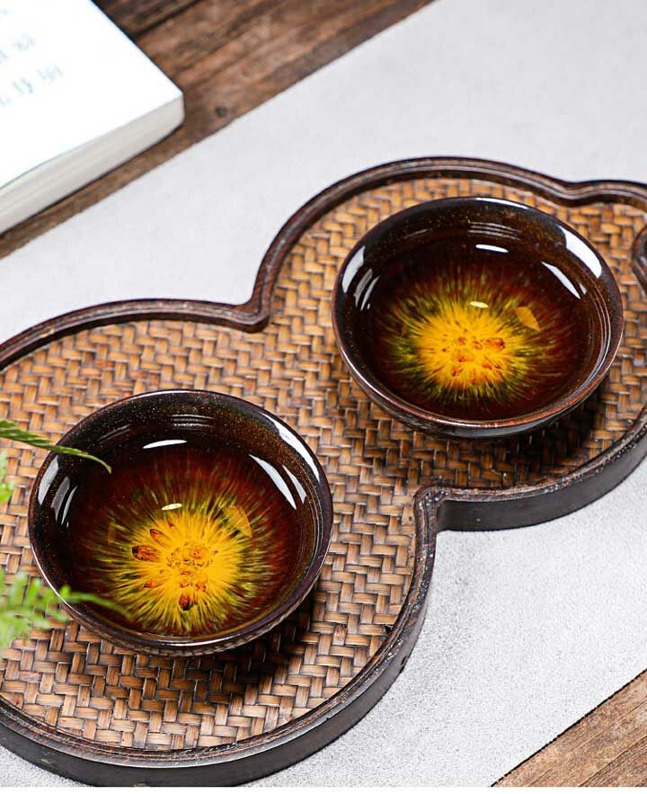 鹿港窯禮品館│窯變釉『砂金杯』6入裝｜閃耀灑金釉工藝，收藏送禮首選