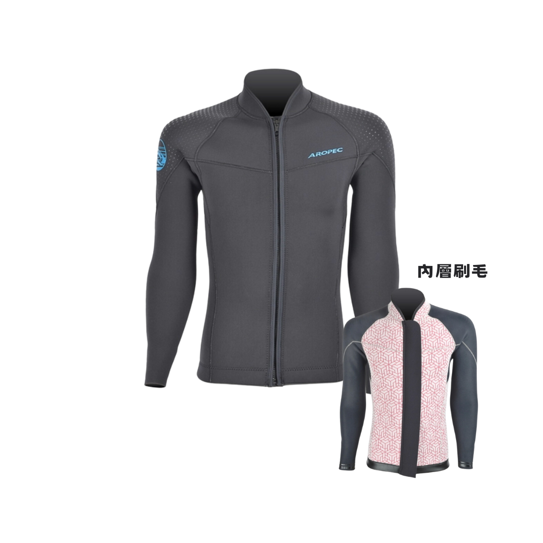 AROPEC 男款 3mm 內刷毛前拉錬式 防寒上衣DS-7B39M-3MM