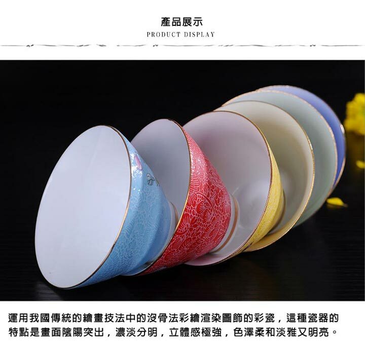 鹿港窯禮品館│花開富貴6色茶杯組|琺瑯彩扒花工藝典藏,典雅茶席首選