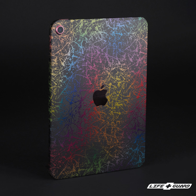 LIFE+GUARD 潑墨彩黑貼膜安裝示意，適用 iPad 10.9 10th