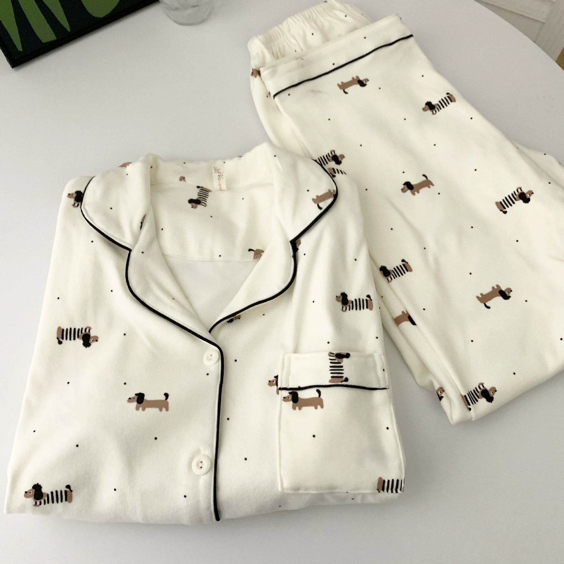 《5558》可愛波點臘腸狗居家睡衣套裝