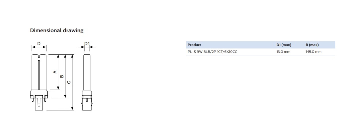 飛利浦 PL-S 9W/BLB/2P 9W 2 PIN UV BLACKLIGHT BLUE UV LAMP