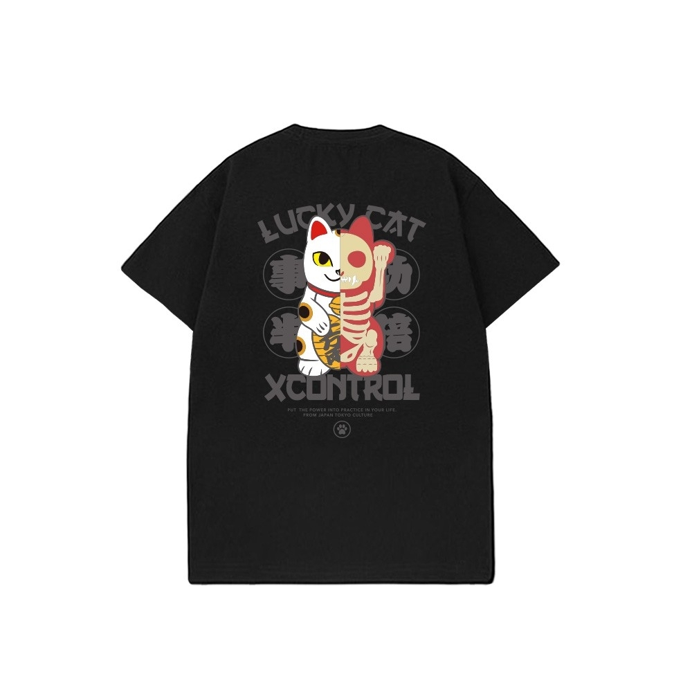 XCTRL 半剖招財貓短T-黑