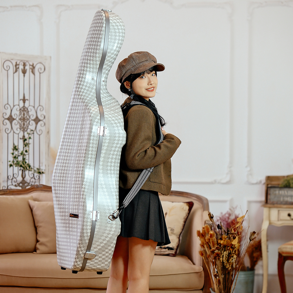 CABOURG 千鳥紋系列 大提琴盒 (銀邊)