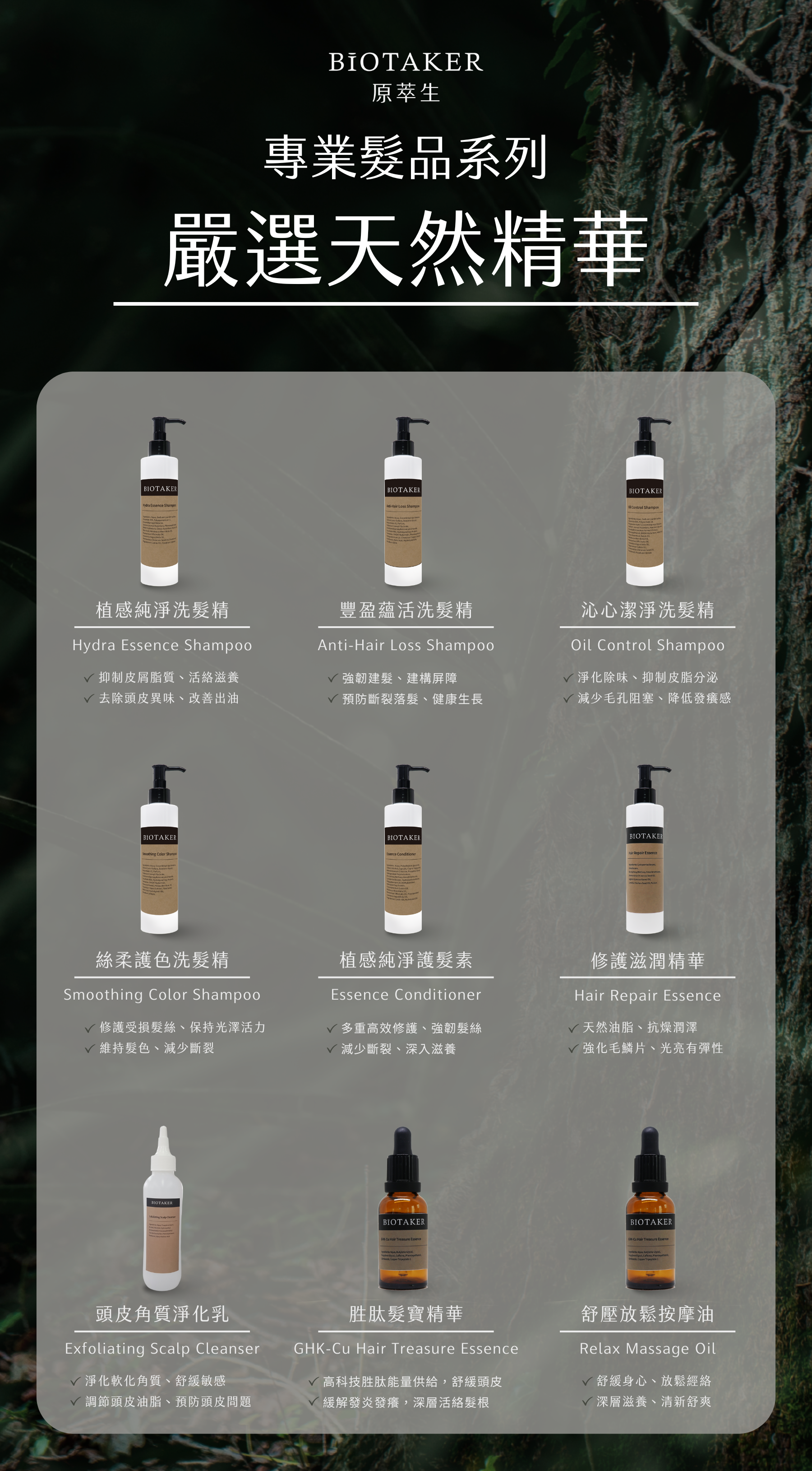 原萃生專業髮品系列總表