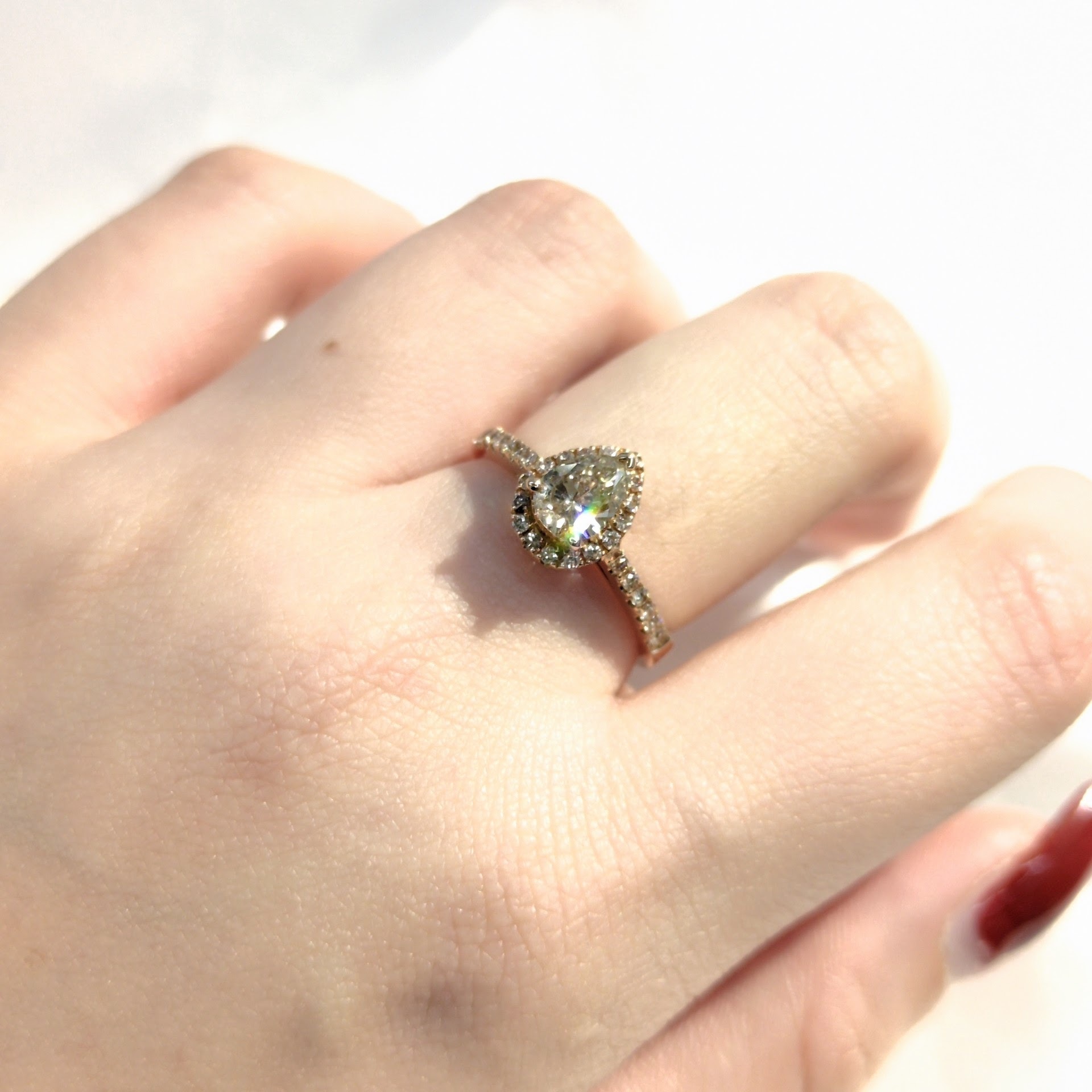 18K Rose Gold 0.82ct Pear Shaped Diamond Ring