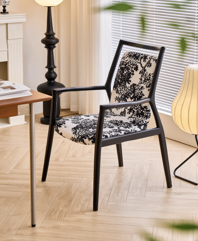 復古印花實木靠背椅子