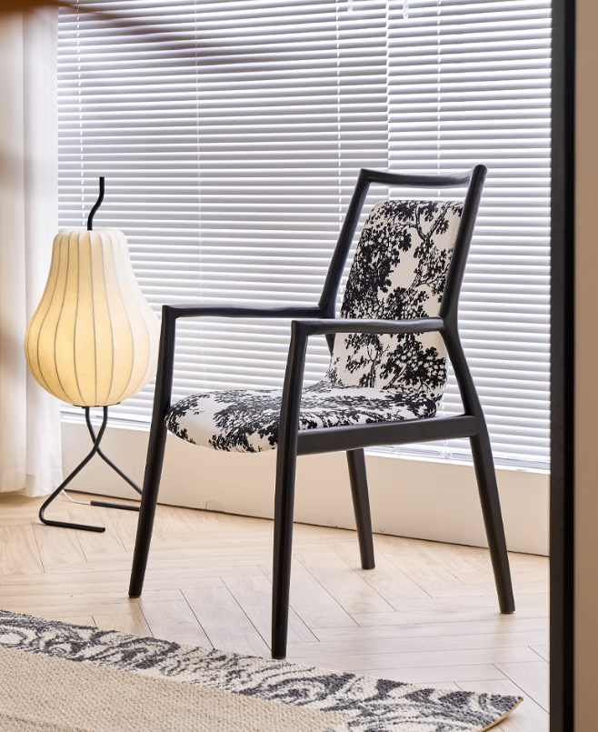 復古印花實木靠背椅子