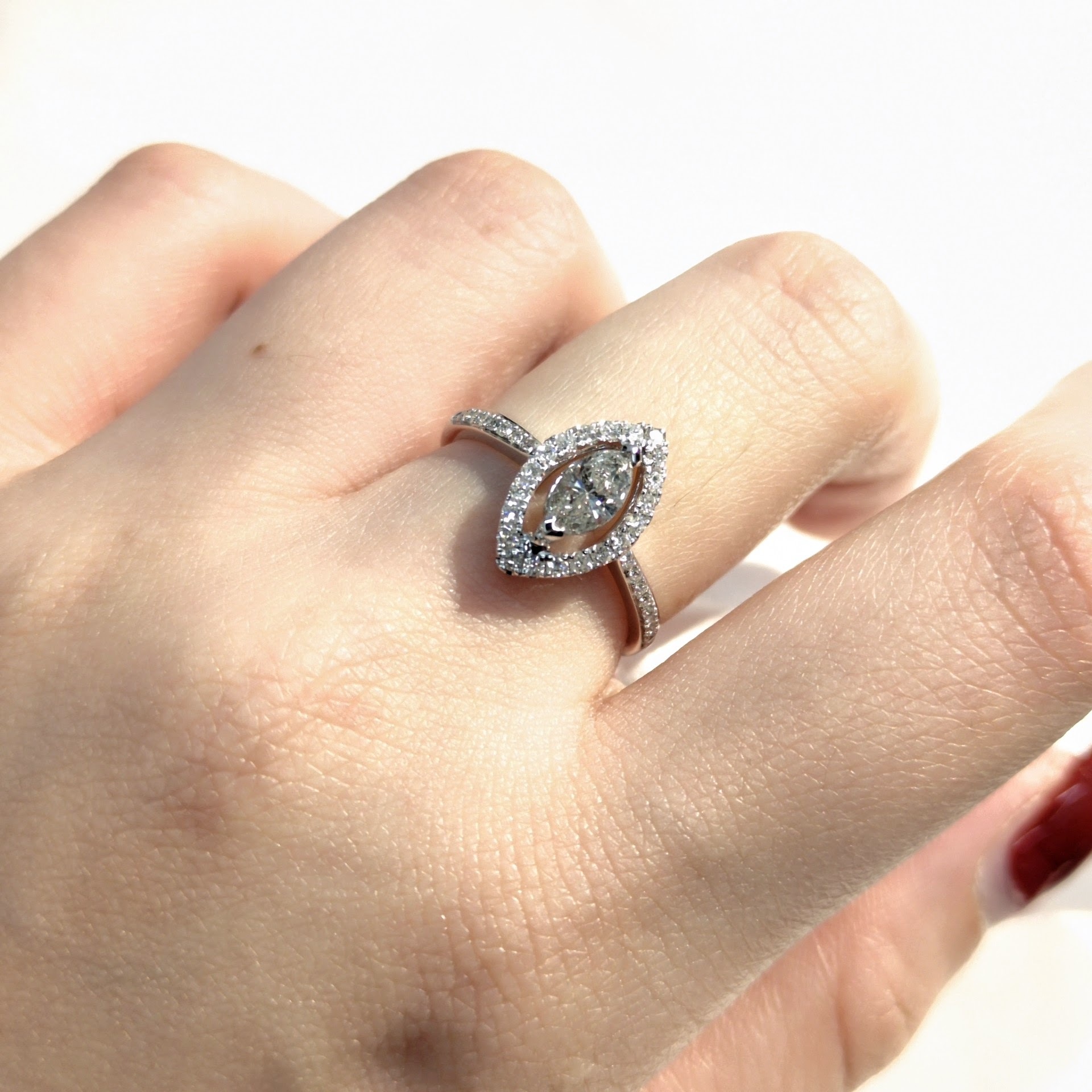 18K White Gold 0.60ct Marquise Cut Diamond Ring