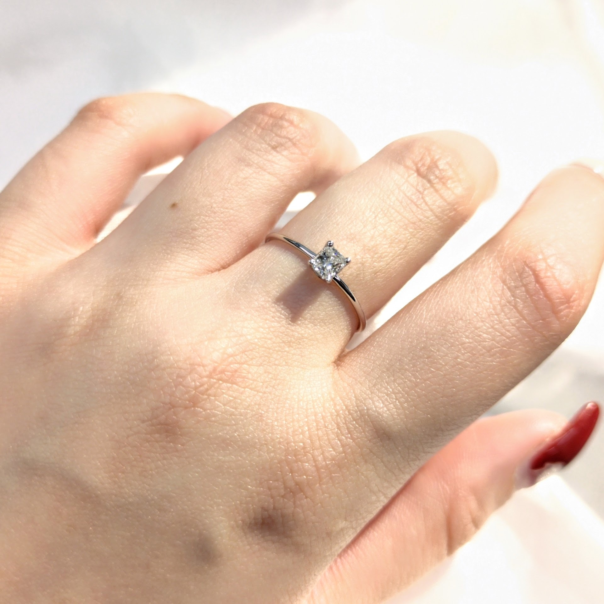 18K White Gold 0.26ct Princess Cut Diamond Ring