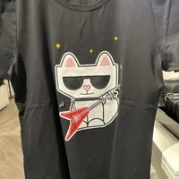 [S] KARL LAGERFELD ROCKER CHOUPETTE TEE,BLACK, L4WHC038-BLK [FINAL SALE] (SKL1192)