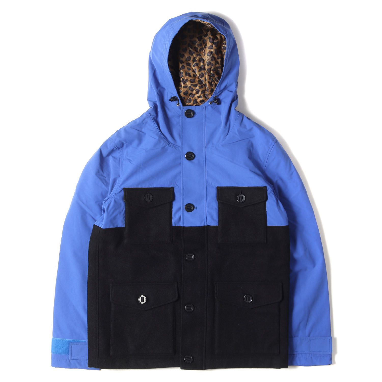 2013AW UNIFORM EXPERIMENT 2-TONE HOODED BLOUSON UE 藤原浩 防潑水 豹紋內裡 雙拼 連帽 外套 現貨