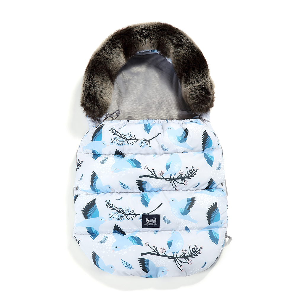 La Millou波蘭 Aspen防水空氣時尚保暖推車睡袋｜藍色雪鳥｜舒柔深灰-深夜驚喜專屬-outlet專屬