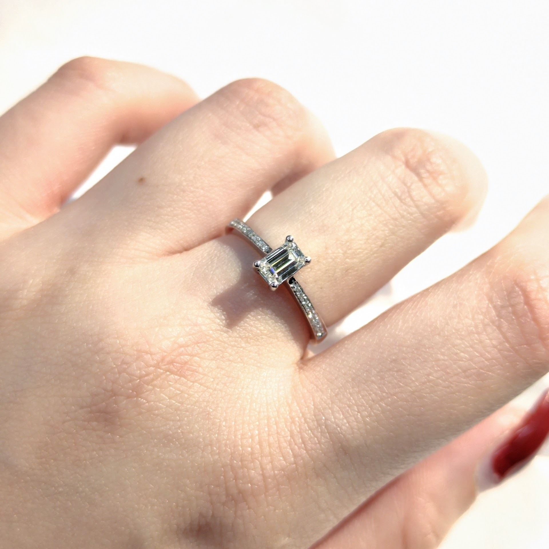 18K White Gold 0.44ct Emerald Cut Diamond Earrings