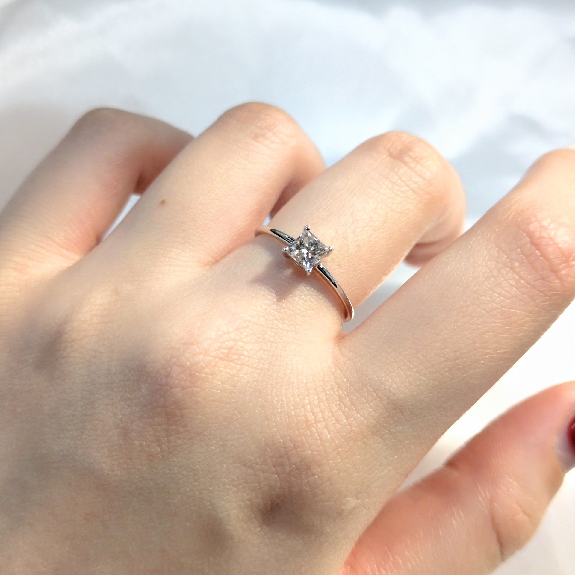 18K White Gold 0.47ct Princess Cut Diamond Ring