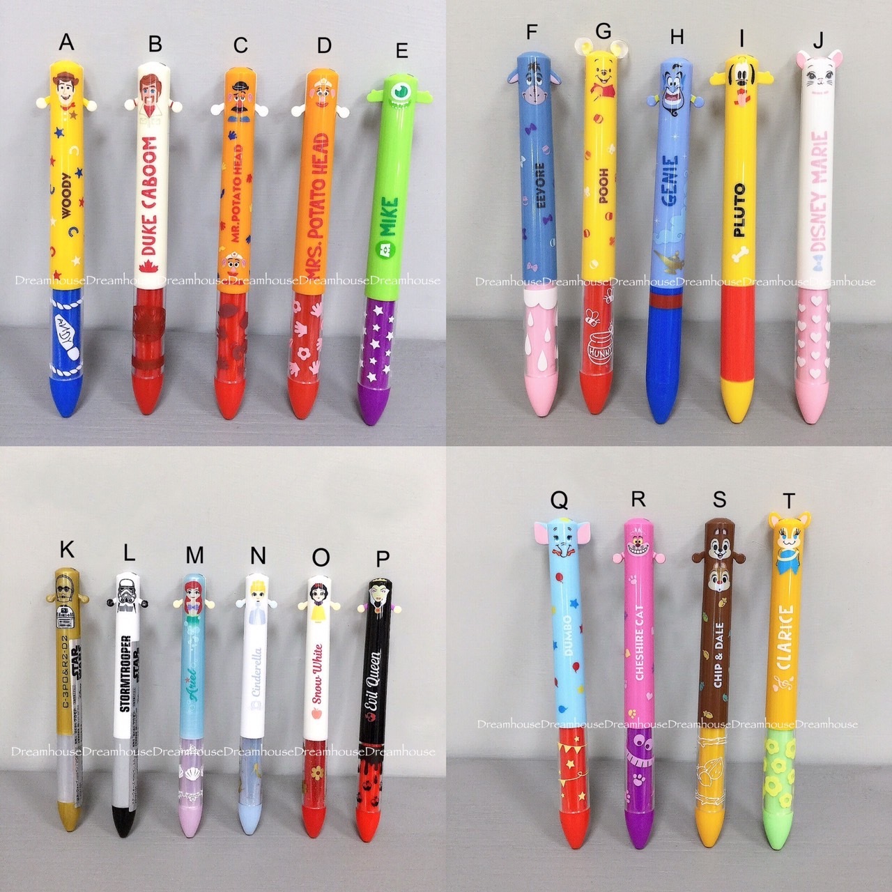 日本製 迪士尼 玩具總動員 星際大戰 公主 小飛象 維尼 妙妙貓 瑪麗貓 黑魔女 黑紅 原子筆 雙色筆 筆
