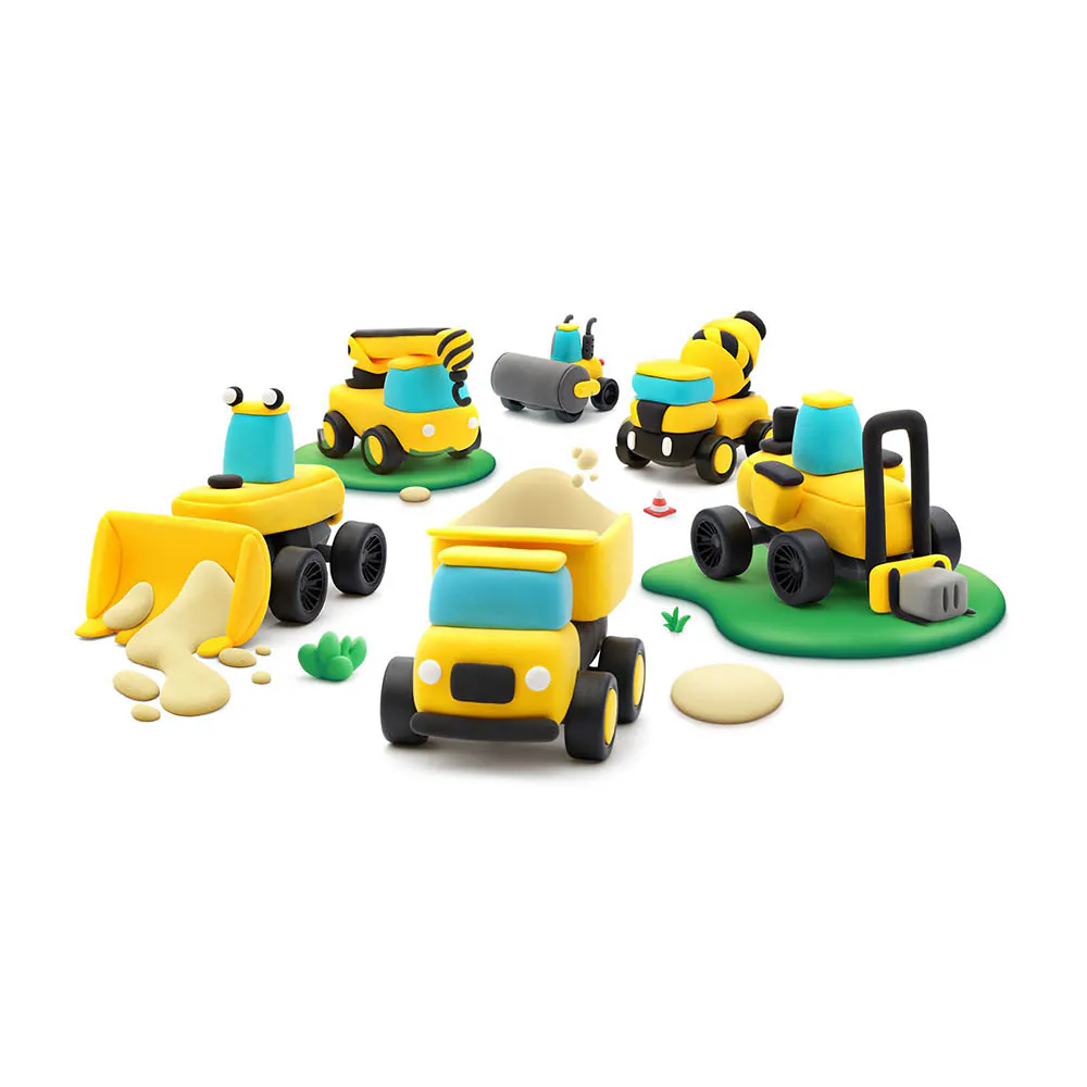 《美國Hey Clay！》 智塑輕黏土-工程車隊組(18件組)