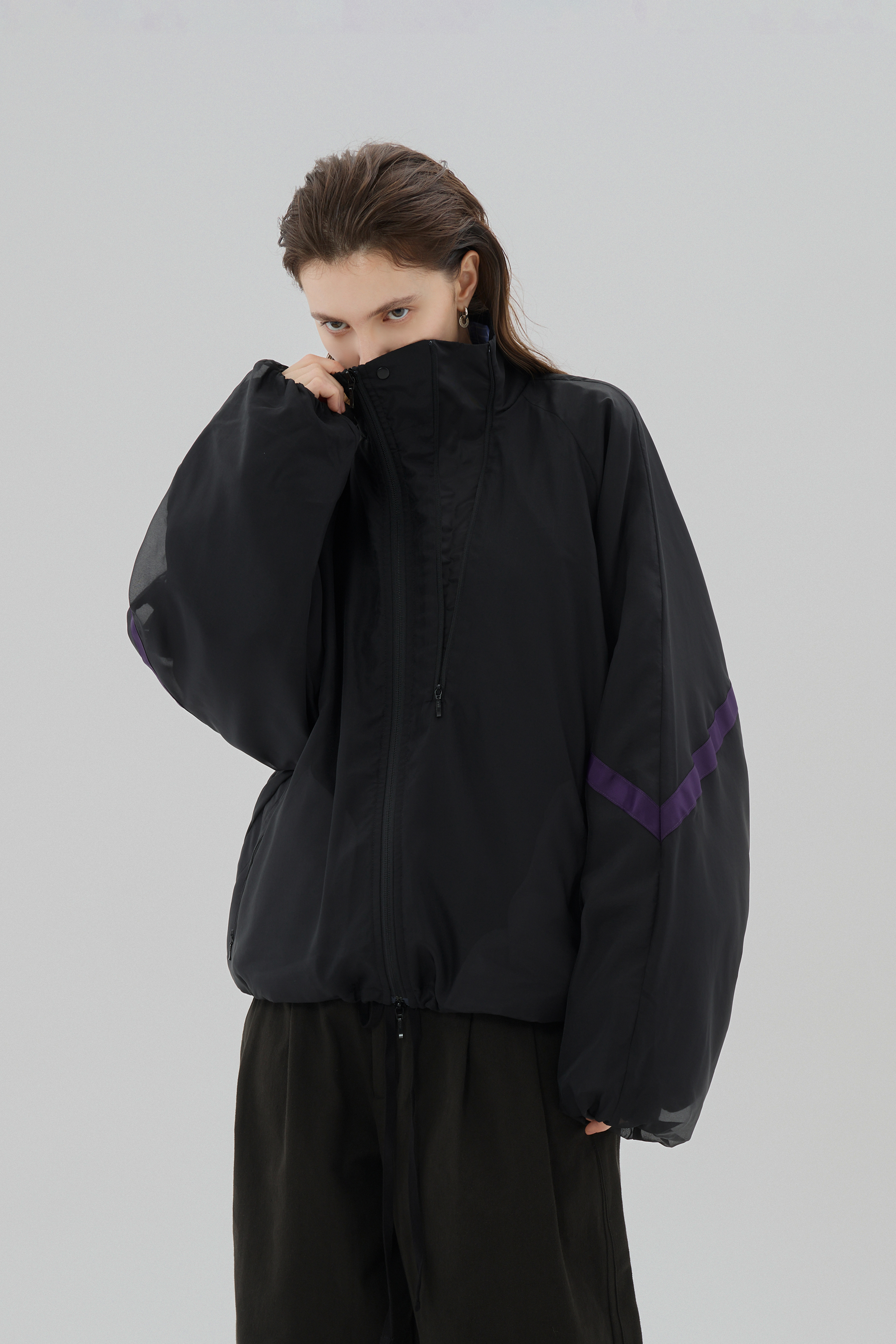 Braided Stand Collar Jacket｜Black