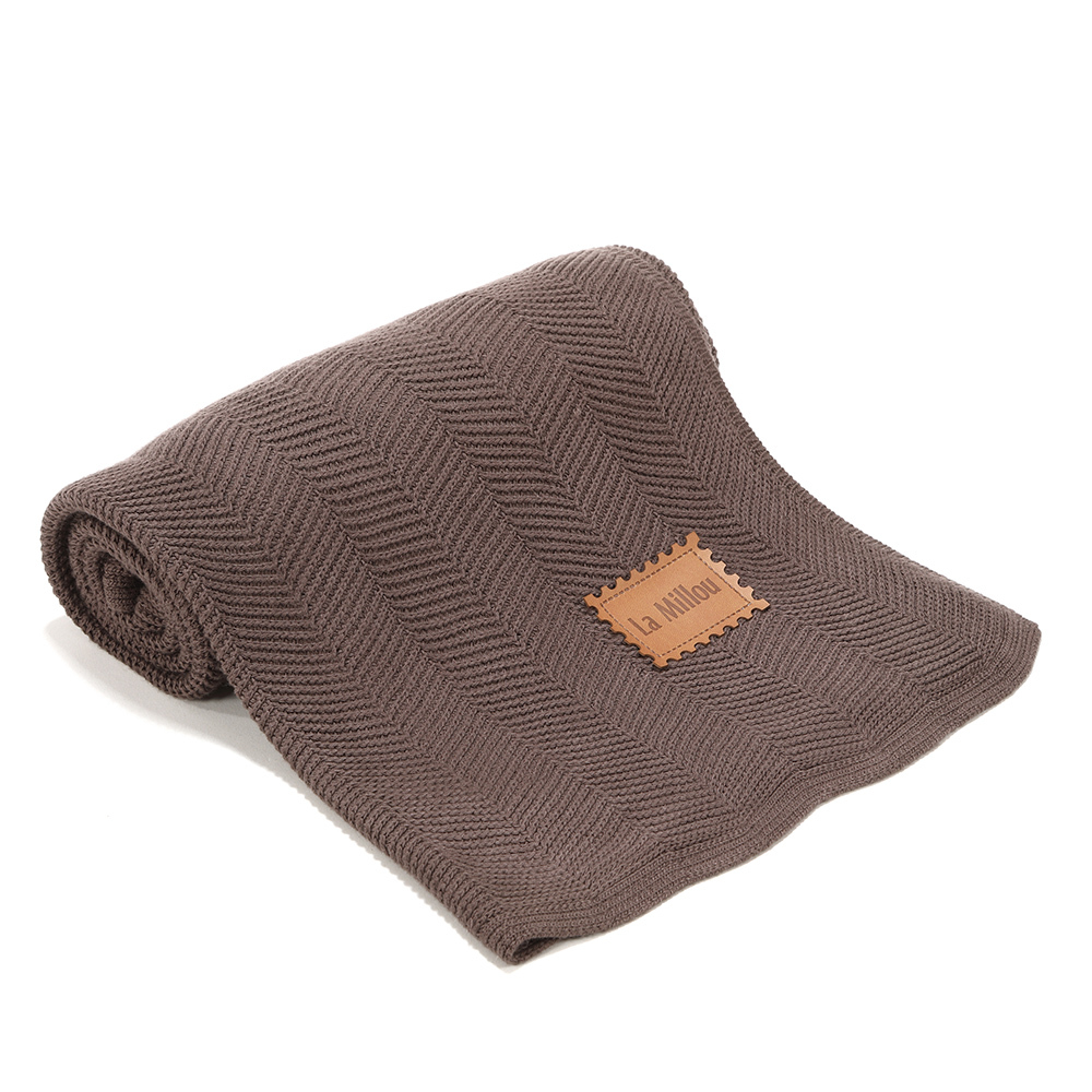 La Millou波蘭 竹纖針織毯人字編(80x90cm)｜可可巧克力-outlet專屬