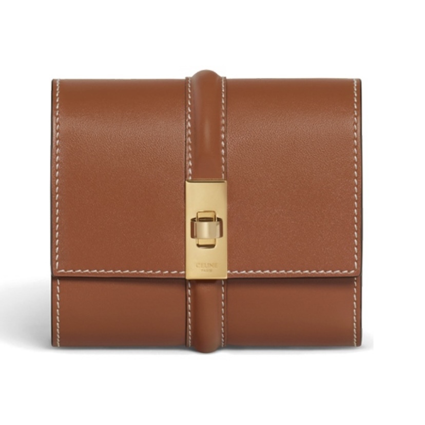 CELINE Small Trifold wallet 16 in Shiny Calfskin
