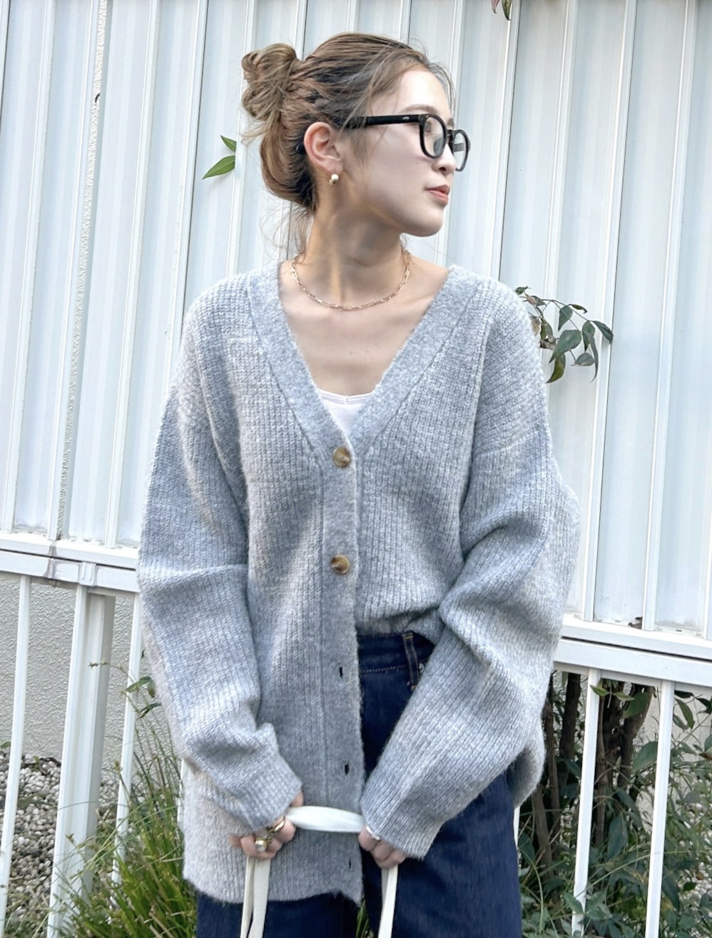 Ungrid  【WEB限定】カラールーズニットカーデ灰（1124528274）