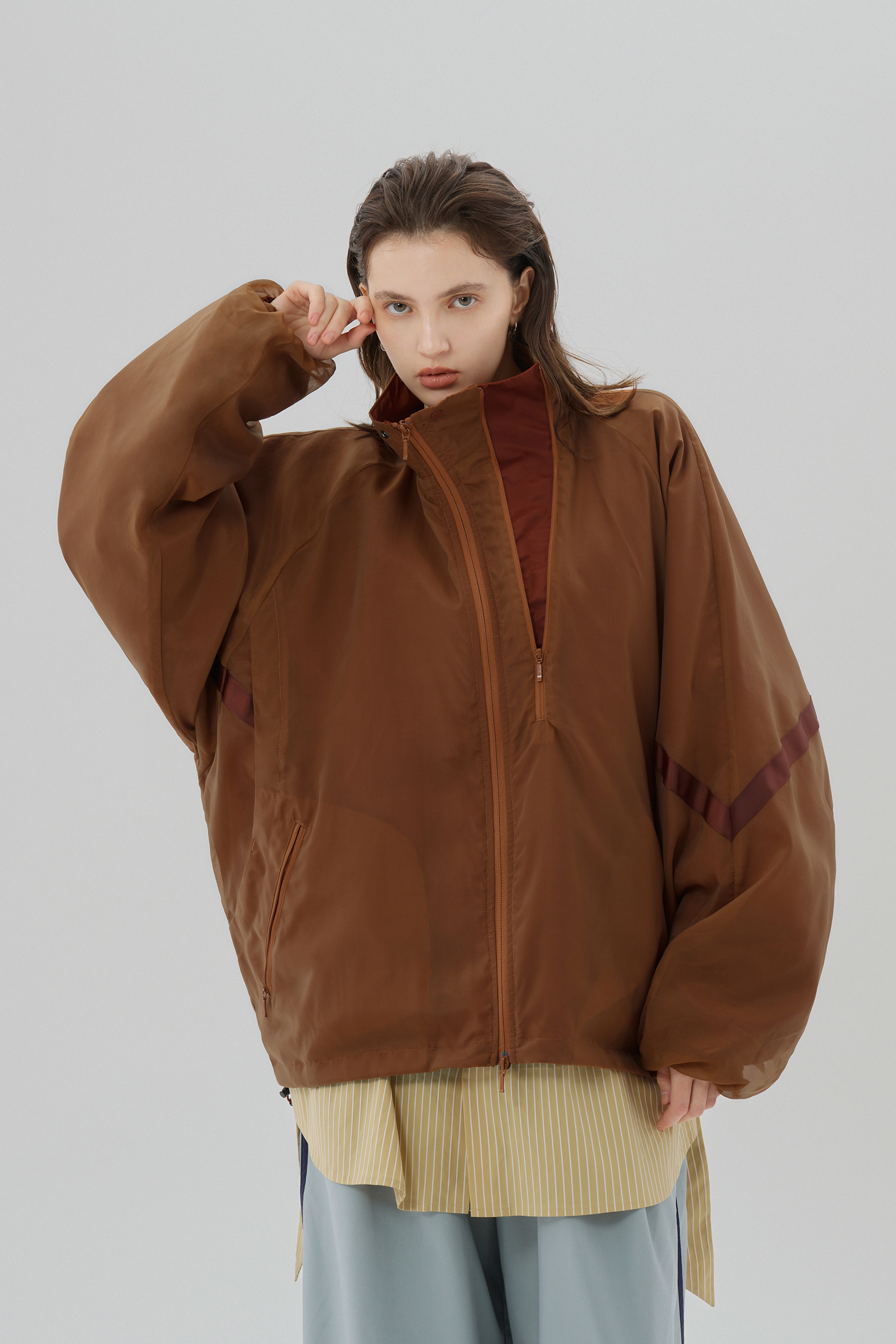 Braided Stand Collar Jacket｜Brownie