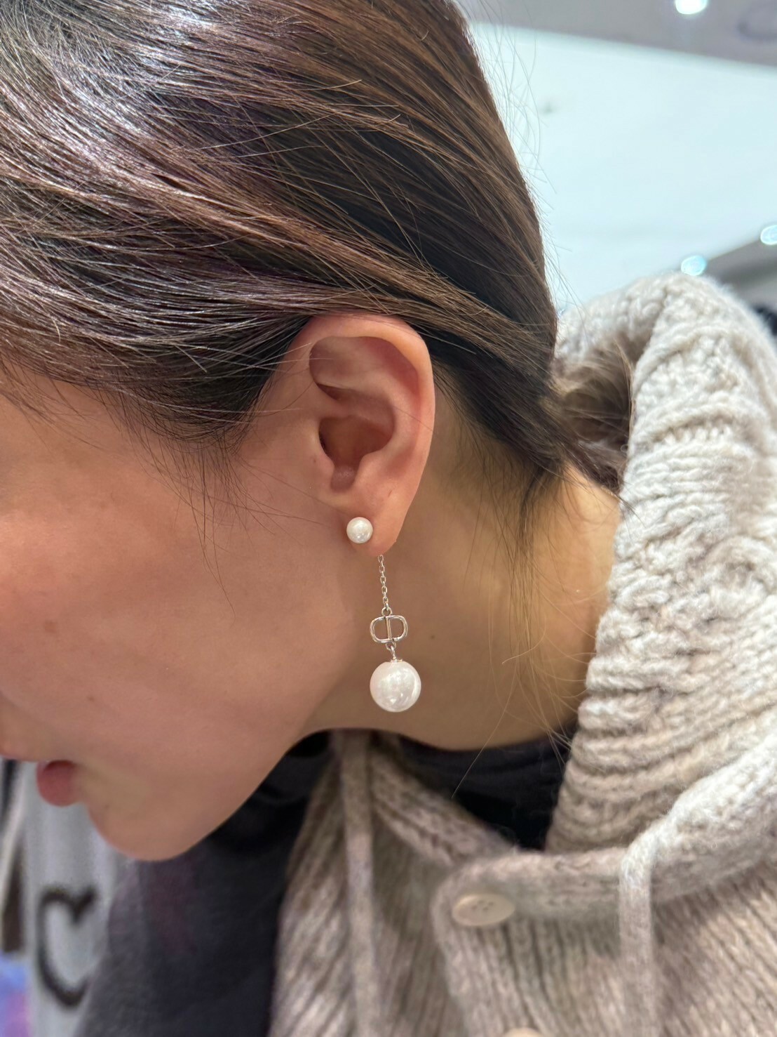 HM3451 ⚪️925 銀 大牌珍珠耳環