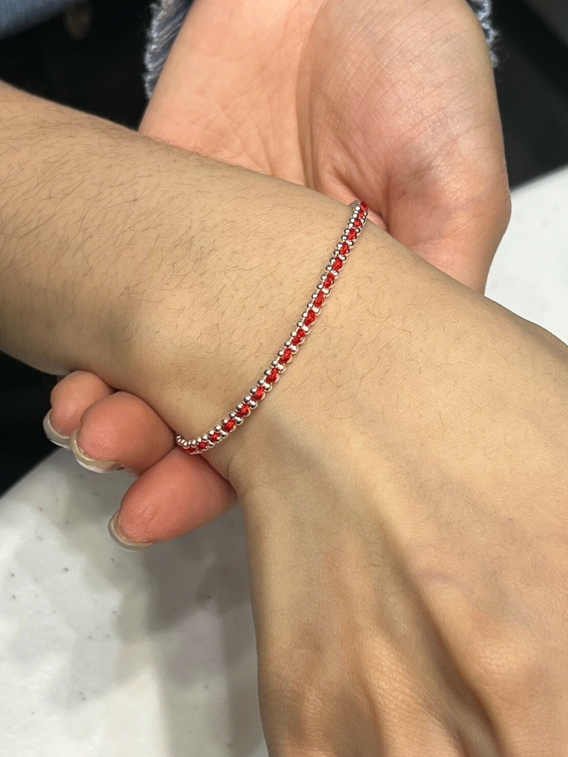 HM3436 ⚪️925 銀 紅繩手鍊